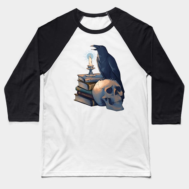 Nevermore Crow Baseball T-Shirt by Molly11